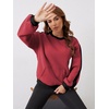 Sureple Women’S Fleece Sweatshirts Color Block Ribbed Crewneck Long Sleeve Pullover Tops Fall Winter Clothing With Pockets(B-burgundy Black)