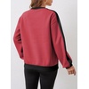 Sureple Women’S Fleece Sweatshirts Color Block Ribbed Crewneck Long Sleeve Pullover Tops Fall Winter Clothing With Pockets(B-burgundy Black)