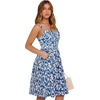 Sureple Women’s Corset Summer Casual Dresses Spaghetti Strap Knee Length Sleeveless Swing Aline Sundress with Pockets(B-blue White F 06)
