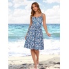 Sureple Women’s Corset Summer Casual Dresses Spaghetti Strap Knee Length Sleeveless Swing Aline Sundress with Pockets(B-blue White F 06)