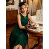 Sureple Women’s Retro Sleeveless Swing Casual Work Summer Party Dress with Pockets(A-dark Green)