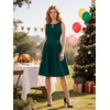 Sureple Women’s Retro Sleeveless Swing Casual Work Summer Party Dress with Pockets(A-dark Green)