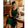Sureple Women’s Retro Sleeveless Swing Casual Work Summer Party Dress with Pockets(A-dark Green)