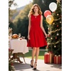 Sureple Women’s Retro Sleeveless Swing Casual Work Summer Party Dress with Pockets(A-red)