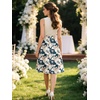 Sureple Women’s Retro Sleeveless Swing Casual Work Summer Party Dress with Pockets(B-beige White F P4)