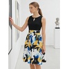 Sureple Women’s Retro Sleeveless Swing Casual Work Summer Party Dress with Pockets(B-black Floral P7)