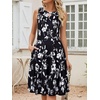 Sureple Women’s Retro Sleeveless Swing Casual Work Summer Party Dress with Pockets(B-black W F 02)