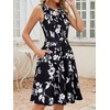 Sureple Women’s Retro Sleeveless Swing Casual Work Summer Party Dress with Pockets(B-black W F 02)