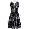 Sureple Women’s Retro Sleeveless Swing Casual Work Summer Party Dress with Pockets(Black Dot)