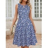 Sureple Women’s Retro Sleeveless Swing Casual Work Summer Party Dress with Pockets(B-navy Floral 11)