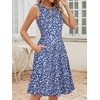 Sureple Women’s Retro Sleeveless Swing Casual Work Summer Party Dress with Pockets(B-navy Floral 11)
