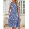 Sureple Women’s Retro Sleeveless Swing Casual Work Summer Party Dress with Pockets(B-navy Floral 11)