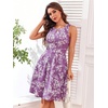 Sureple Women’s Retro Sleeveless Swing Casual Work Summer Party Dress with Pockets(Purple Leaf)