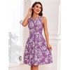 Sureple Women’s Retro Sleeveless Swing Casual Work Summer Party Dress with Pockets(Purple Leaf)