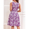 Sureple Women’s Retro Sleeveless Swing Casual Work Summer Party Dress with Pockets(Purple Leaf)