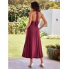 Sureple Women’s Summer Halter Midi Dress with Pockets Sleeveless Drop Waist Swing Aline Flowy Beach Sun Dresses(A-burgundy)