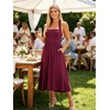 Sureple Women’s Summer Halter Midi Dress with Pockets Sleeveless Drop Waist Swing Aline Flowy Beach Sun Dresses(A-burgundy)