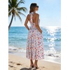 Sureple Women’s Summer Halter Midi Dress with Pockets Sleeveless Drop Waist Swing Aline Flowy Beach Sun Dresses(B-blue Red F 01)