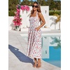 Sureple Women’s Summer Halter Midi Dress with Pockets Sleeveless Drop Waist Swing Aline Flowy Beach Sun Dresses(B-blue Red F 01)
