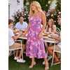 Sureple Women’s Summer Halter Midi Dress with Pockets Sleeveless Drop Waist Swing Aline Flowy Beach Sun Dresses(B-blue Red F 02)