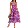 Sureple Women’s Summer Halter Midi Dress with Pockets Sleeveless Drop Waist Swing Aline Flowy Beach Sun Dresses(B-blue Red F 02)