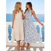Sureple Women’s V Neck Midi Dresses with Pockets Sleeveless Twist Waist Pleated Aline Flowy Beach Holiday Dresses(B-white Floral 02)