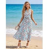 Sureple Women’s V Neck Midi Dresses with Pockets Sleeveless Twist Waist Pleated Aline Flowy Beach Holiday Dresses(B-white Floral 02)