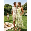 Sureple Women’s V Neck Midi Dresses with Pockets Sleeveless Twist Waist Pleated Aline Flowy Beach Holiday Dresses(B-yellow Floral 07)