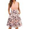 Sureple Fit and Flare Summer Dress for Women Casual for Church Knee Length Swing Sleeveless Dress with Pockets(P-coral Geom P1)