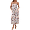 Sureple Long Dresses for Women 2026 Sleeveless Ruched Bust Swing Aline Fitted Spaghetti Strap Sundress with Pockets(B-blue Red F 01)