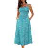 Sureple Long Dresses for Women 2026 Sleeveless Ruched Bust Swing Aline Fitted Spaghetti Strap Sundress with Pockets(B-green Floral 05)