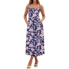 Sureple Long Dresses for Women 2026 Sleeveless Ruched Bust Swing Aline Fitted Spaghetti Strap Sundress with Pockets(B-navy Floral 04)
