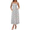 Sureple Long Dresses for Women 2026 Sleeveless Ruched Bust Swing Aline Fitted Spaghetti Strap Sundress with Pockets(B-pink B Floral 01)