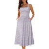 Sureple Long Dresses for Women 2026 Sleeveless Ruched Bust Swing Aline Fitted Spaghetti Strap Sundress with Pockets(B-purple Floral 04)