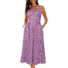 Sureple Long Dresses for Women 2026 Sleeveless Ruched Bust Swing Aline Fitted Spaghetti Strap Sundress with Pockets(B-purple W Floral)