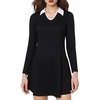 Sureple Long Sleeve Dress for Women Fall 2025 Lapel Collared Neck Mini Short Fit and Flare A-Line Casual Dresses(A-black)