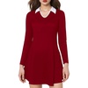 Sureple Long Sleeve Dress for Women Fall 2025 Lapel Collared Neck Mini Short Fit and Flare A-Line Casual Dresses(A-burgundy)
