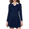 Sureple Long Sleeve Dress for Women Fall 2025 Lapel Collared Neck Mini Short Fit and Flare A-Line Casual Dresses(A-navy)