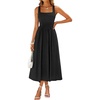 Sureple Midi Dresses for Women 2026 Spring Square Neck Tank Sleeveless A Line Casual Summer Sundresses with Pockets(A-black)