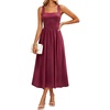 Sureple Midi Dresses for Women 2026 Spring Square Neck Tank Sleeveless A Line Casual Summer Sundresses with Pockets(A-burgundy)