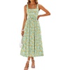 Sureple Midi Dresses for Women 2026 Spring Square Neck Tank Sleeveless A Line Casual Summer Sundresses with Pockets(B-green Floral 07)