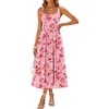 Sureple Midi Dresses for Women 2026 Spring Square Neck Tank Sleeveless A Line Casual Summer Sundresses with Pockets(B-pink Red F 01)
