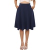 Sureple Skirts for Women Knee Length for Work Fall Elastic High Waist A-Line Flare Skirt Ruffle Hem with Pockets(A-navy)