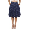 Sureple Skirts for Women Knee Length for Work Fall Elastic High Waist A-Line Flare Skirt Ruffle Hem with Pockets(B-b-navy White Dot)