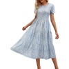 Sureple Spring Round Neck T Shirt Dress for Women Short Sleeve Midi Length,Swing Tiered Bobydoll Dresses with Pockets(B-blue White F 02)