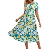 Sureple Spring Round Neck T Shirt Dress for Women Short Sleeve Midi Length,Swing Tiered Bobydoll Dresses with Pockets(B-blue White F)