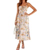 Sureple Sundresses for Women Maxi Tied Neck Spaghetti Straps Pleated Ruffles Casual Summer Midi Dress with Pockets(B-yellow Floral 06)