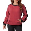 Sureple Women’S Fleece Sweatshirts Color Block Ribbed Crewneck Long Sleeve Pullover Tops Fall Winter Clothing With Pockets(B-burgundy Black)