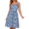Sureple Women’s Corset Summer Casual Dresses Spaghetti Strap Knee Length Sleeveless Swing Aline Sundress with Pockets(B-blue White F 06)