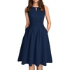 Sureple Women’s Retro Sleeveless Swing Casual Work Summer Party Dress with Pockets(A-navy)